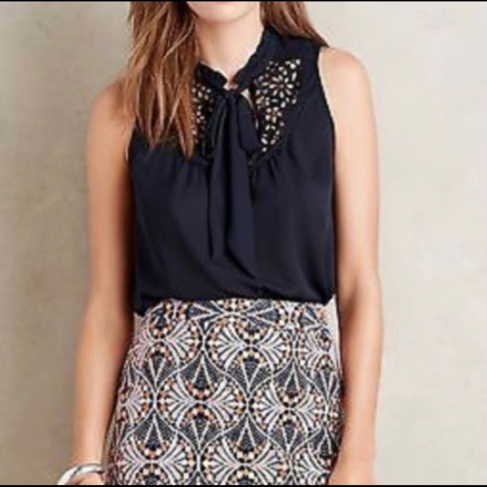 Anthropologie Maeve Bow Tie Collar Laser Cut